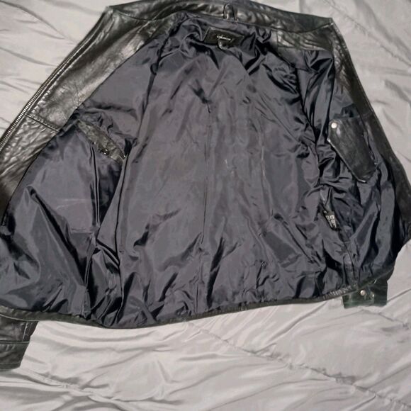 VINTAGE Colebrook Genuine Leather Bomber Jacket Mens L Black Buttery Soft Y2K - Picture 8 of 16